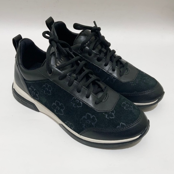 Ted Baker Aylaa Black Leather Floral Trainers Magnolia-Print Fashion Sneakers 7 - Picture 12 of 12